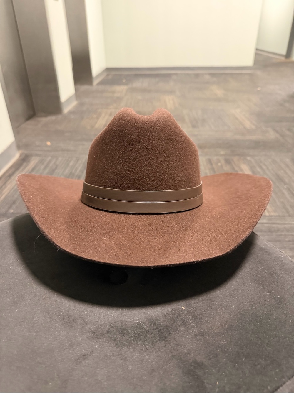 Frye Brown Felt Western Cowboy Hat with Leather Band